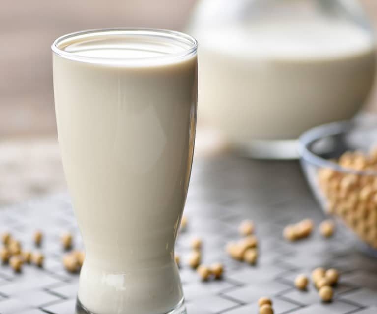 Image of a glass of home made soy milk.