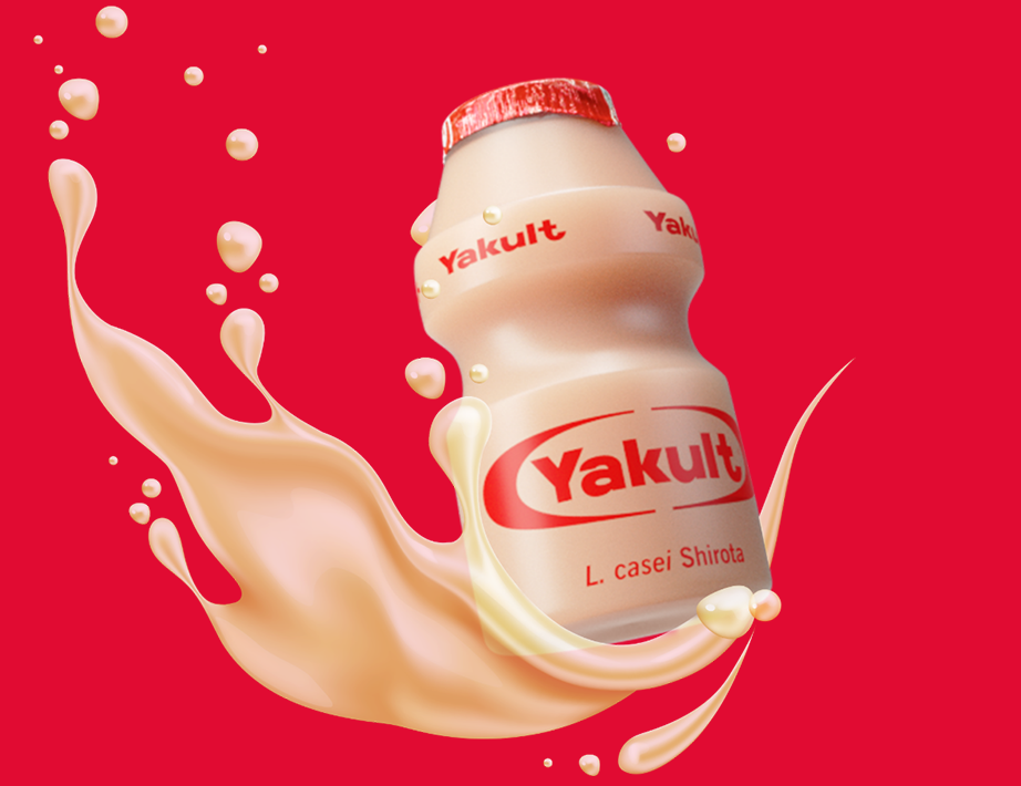 Image of a small bottle of © Yakult probiotic drink.