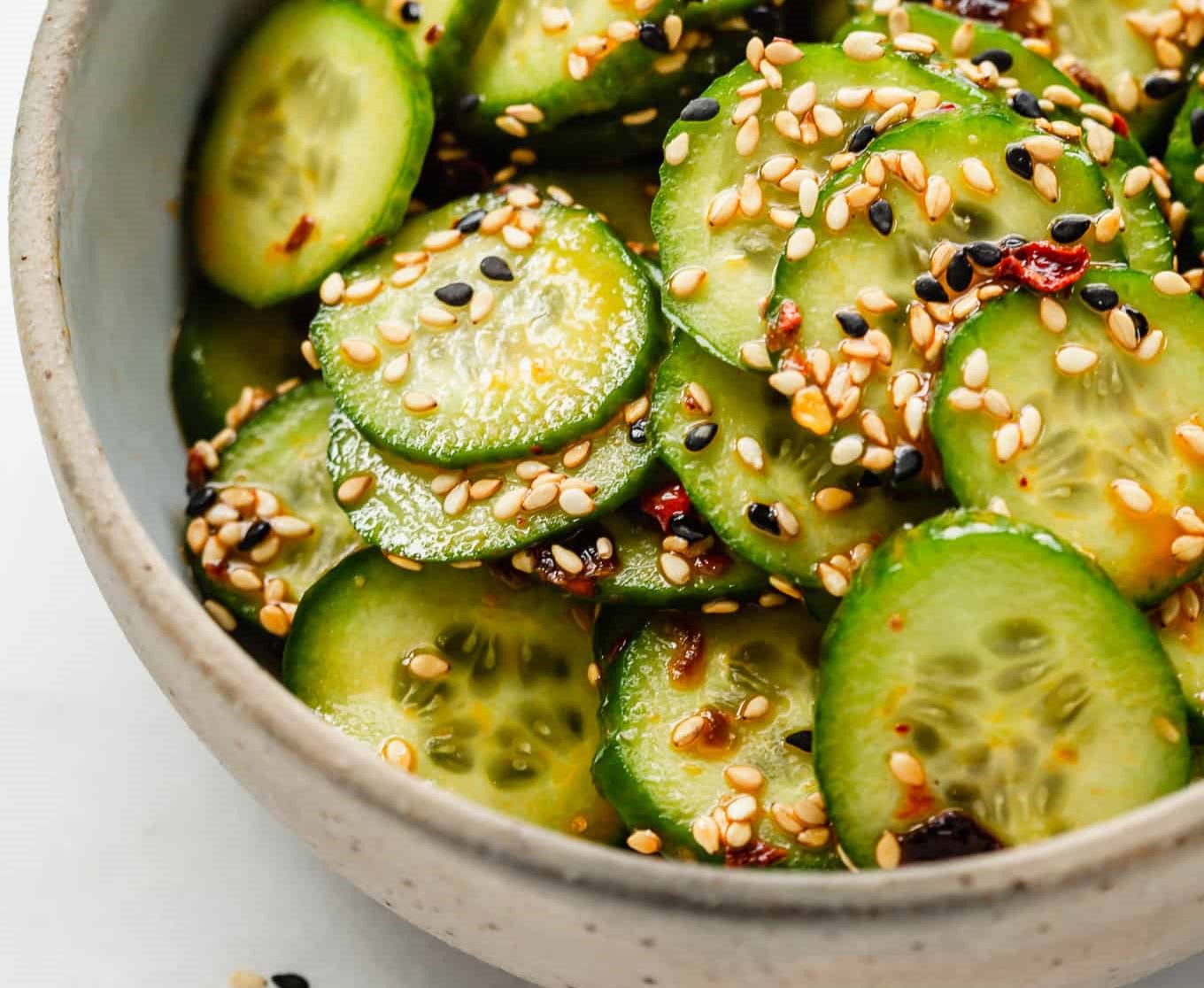 Image of Spicy Cucumber Salad in a bowl.